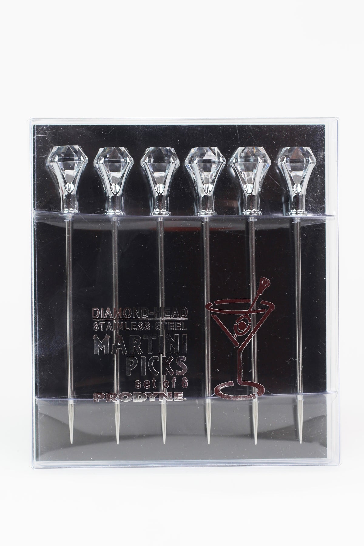 Clear Diamond-Head Stainless Steel Martini Picks(SALE)