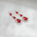 3 Teardrop 2 Rhinestone Trim Bottom Earrings
