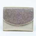 Cardholder Wallet w/ Rounded Rhinestone Flap