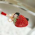 Puffy Rhinestone Strawberry Keychain