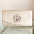 Rhinestone Flower Front Shiny Fabric Clutch