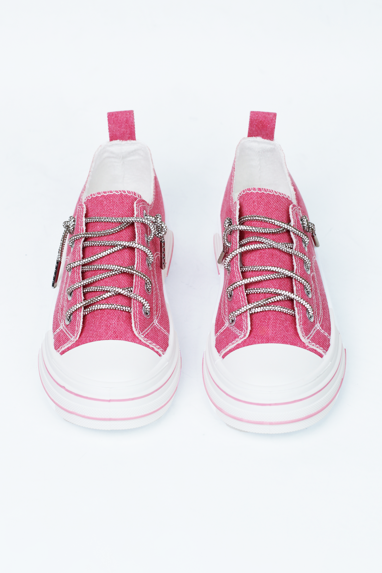 Canvas Sneakers w/ Rhinestone Shoe Laces