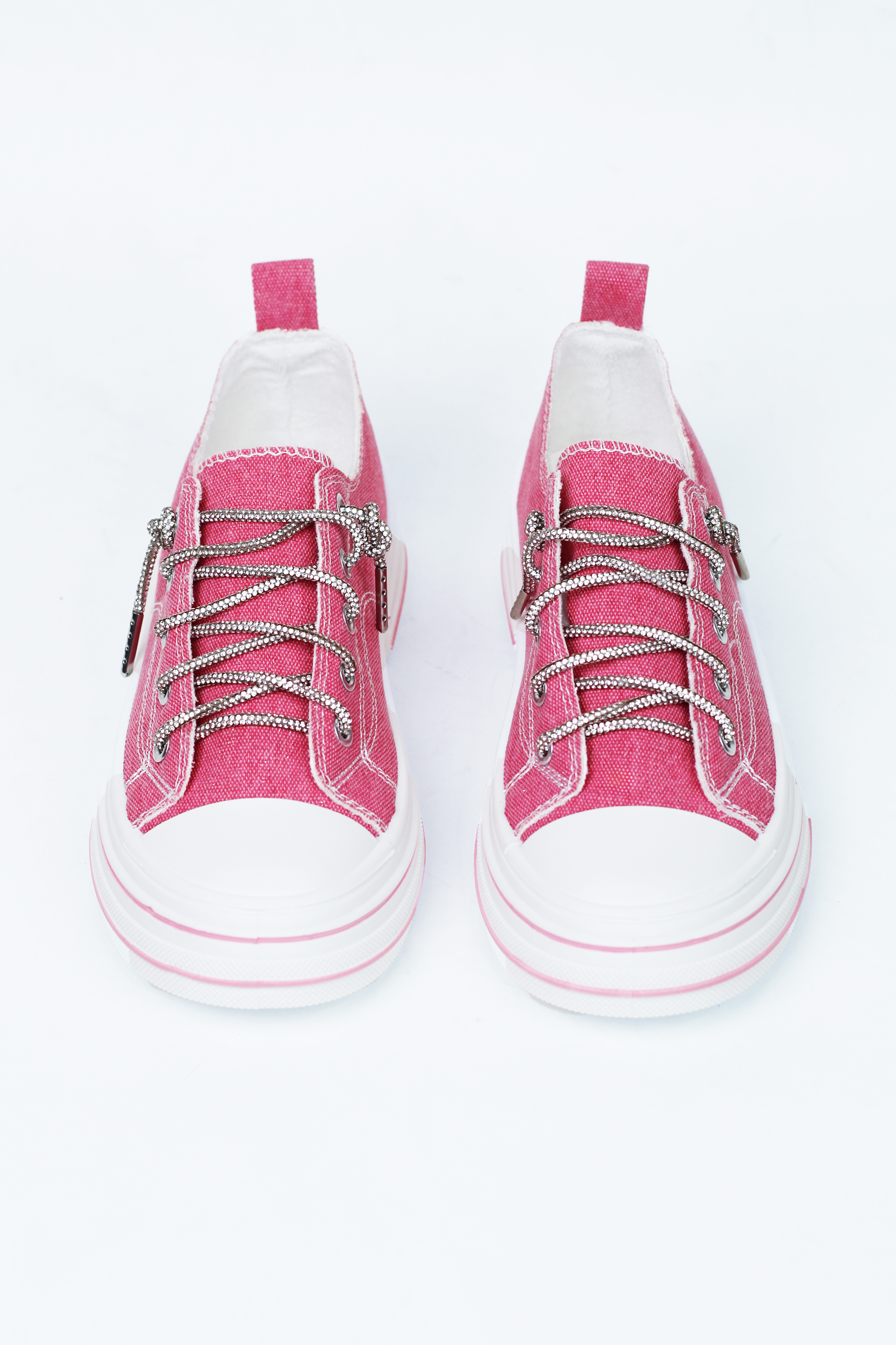 Canvas Sneakers w/ Rhinestone Shoe Laces
