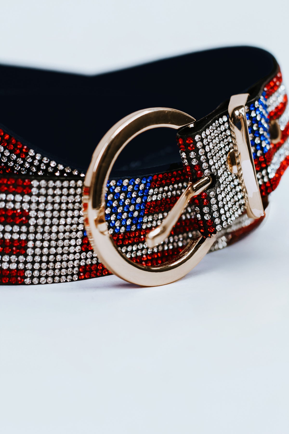 All Over Rhinestone USA Flag Belt