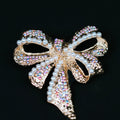 Textured Metal Pearl & Rhinestone Bow Brooch