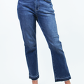 High Waist Vintage Wash Raw Hem Jeans