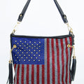 USA Flag All Rhinestone Front Purse