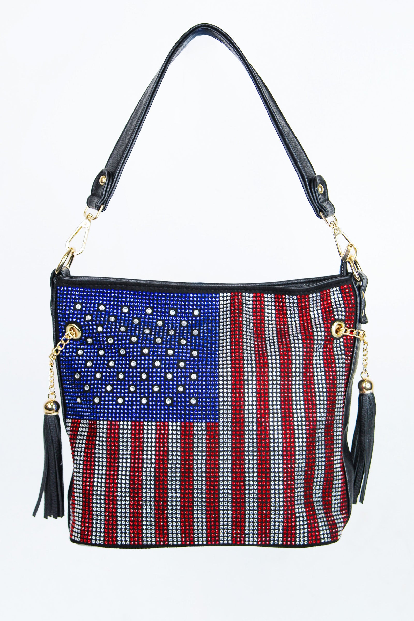 USA Flag All Rhinestone Front Purse