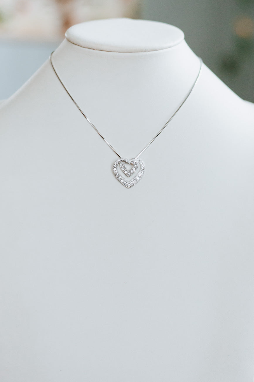Two Overlapping Pave Heart Necklace