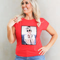 "Lady Posing in Sunglasses" Rhinestone & Pearl Statement Tee