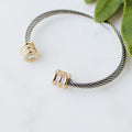 Two Barrel & Stone End Twist Bangle