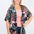 Short Sleeve Tropical Print Open Cardigan (SALE)