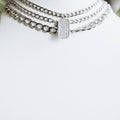 3 Layered Metal Chain Rhinestone Pendant Necklace Set