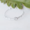 Sideway Stone Rhinestone Flower Middle Bangle