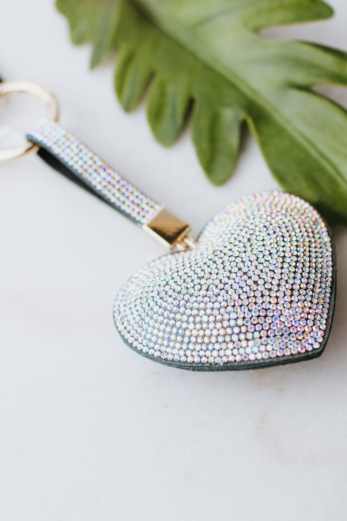 Rhinestone Loop Top & Puff Heart Keychain