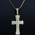 All Pave Rhinestone w/ Raised Center Cross Necklace