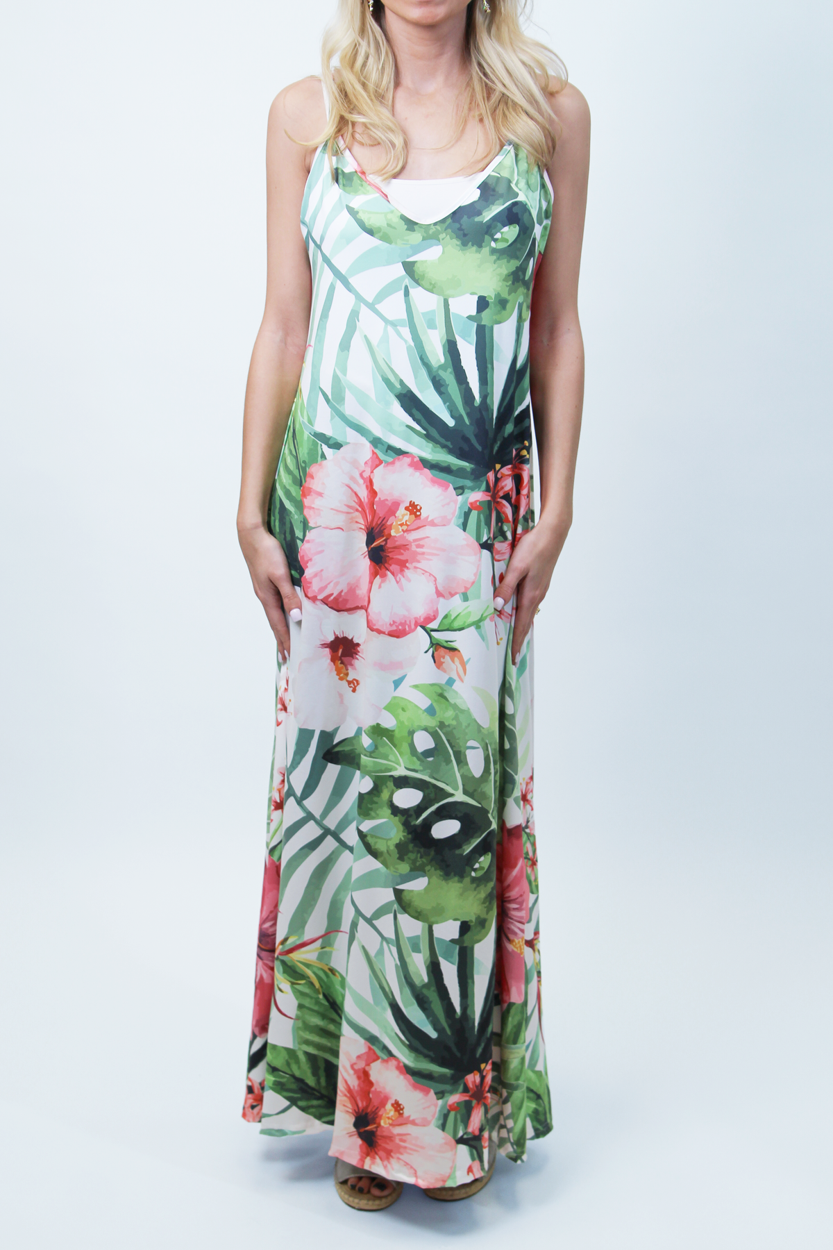 Allover Print V-Neck Maxi Dress
