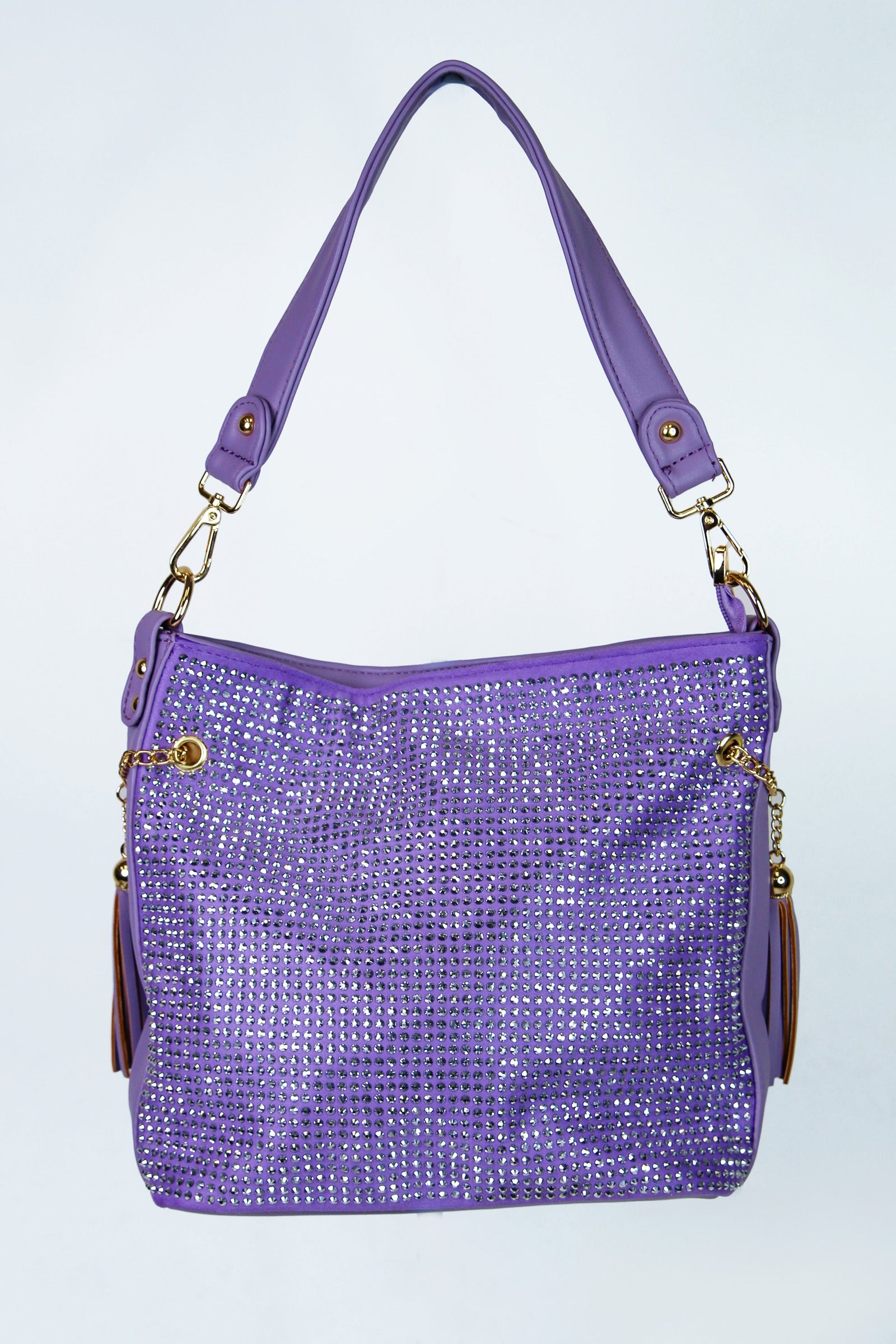 Rhinestone Front Purse w/ Side Tassels