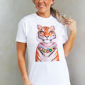 Tiger Wearing Rhinestone Collar T-Shirt