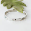 3 SPaced Rhinestone Evil Eye Metal Bracelet