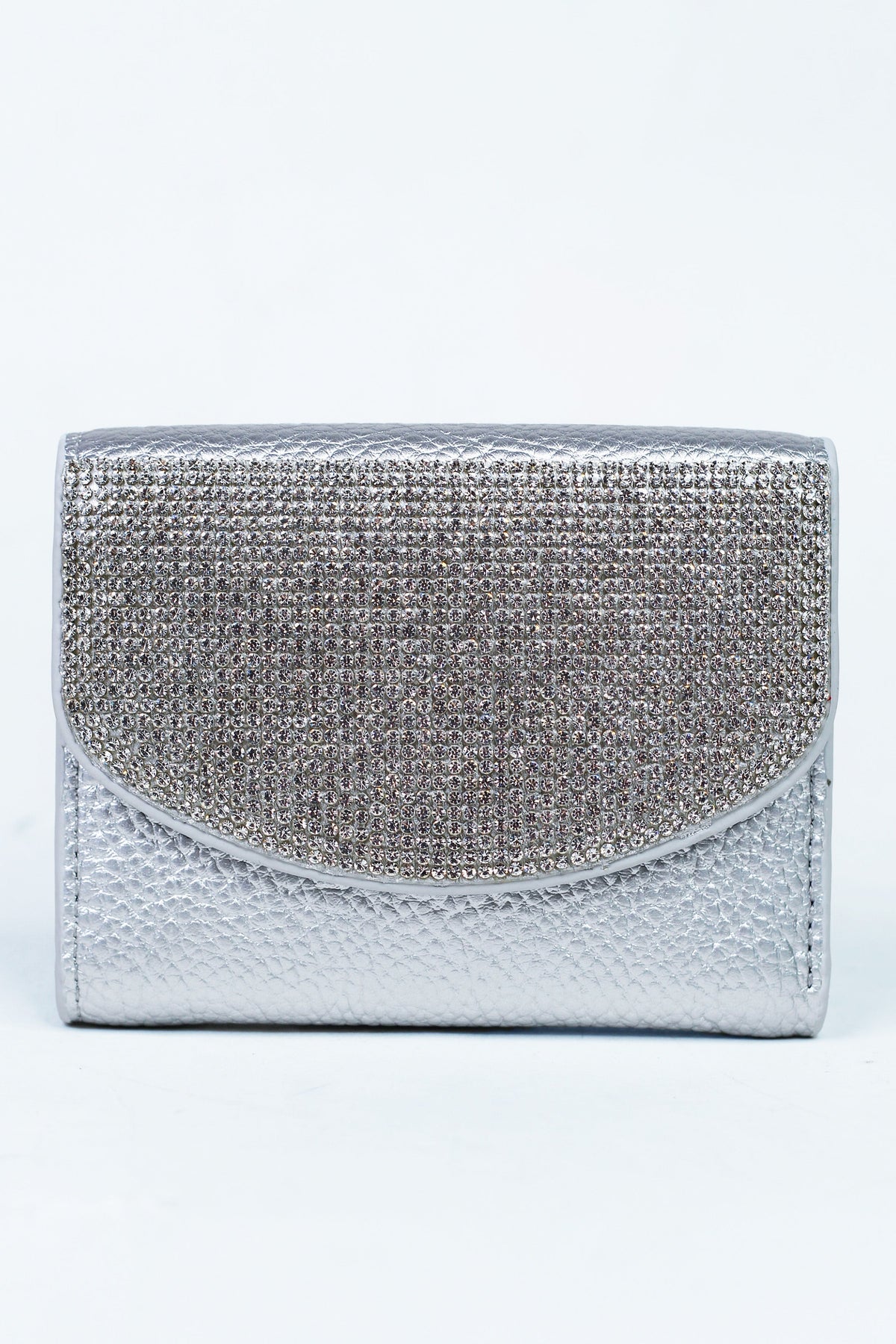 Cardholder Wallet w/ Rounded Rhinestone Flap