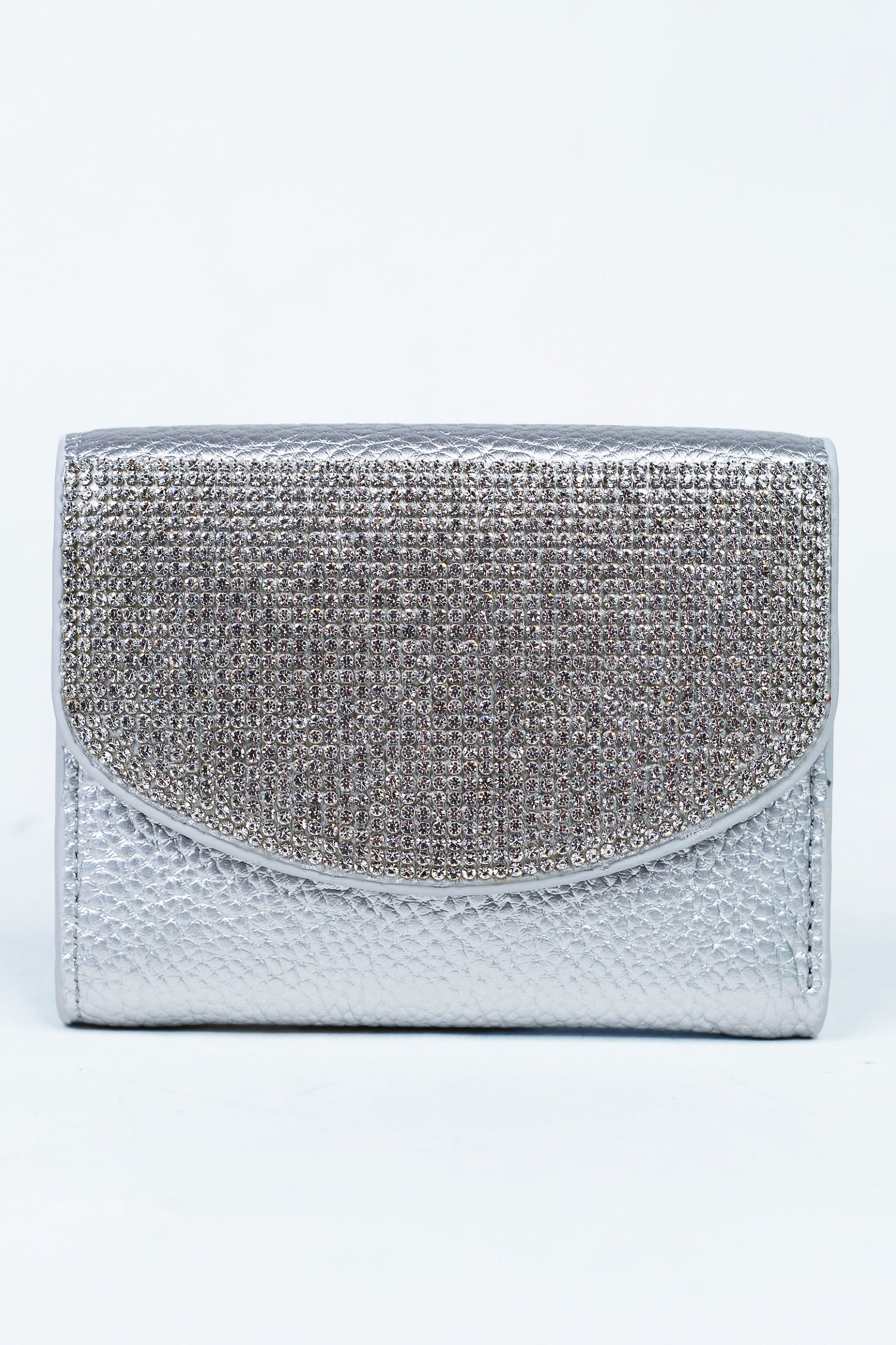 Cardholder Wallet w/ Rounded Rhinestone Flap