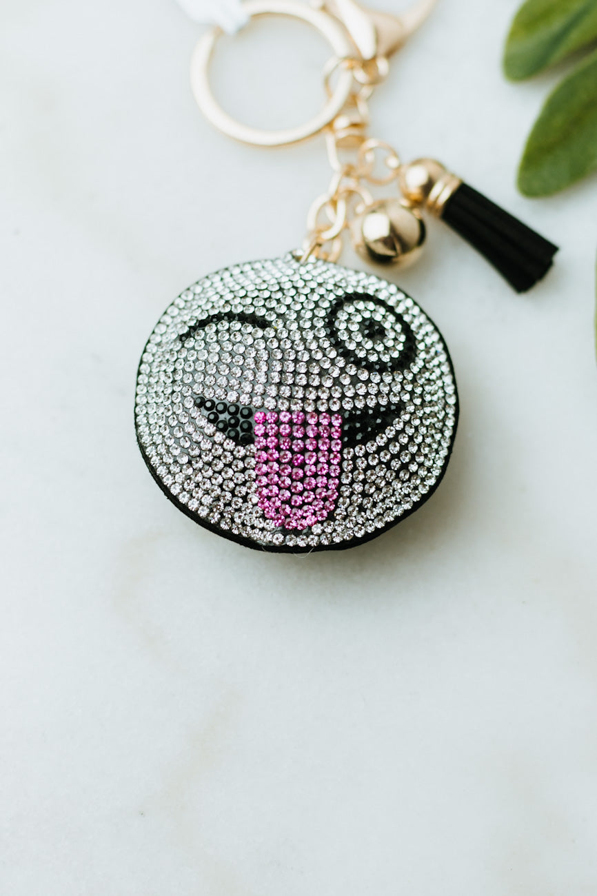 Rhinestone Emoji Keychain