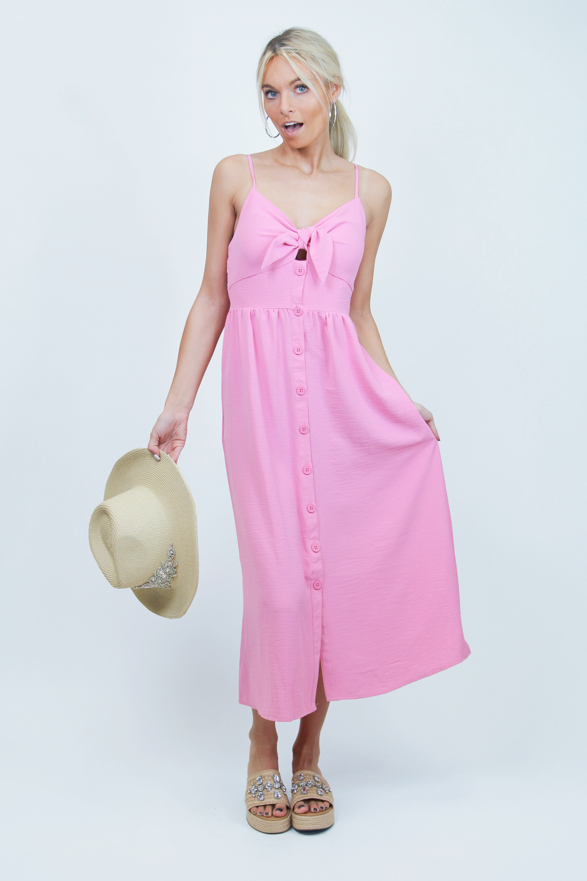 Button Down, Tie Front Sundress(SALE)