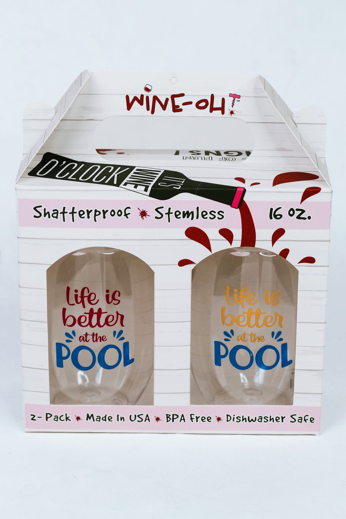 Life at Pool Unbreakable Plastic Wine Glass Set