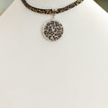 Textured Circle Rhinestone Pendant Choker