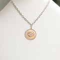 Round Rhinestone Evil Eye Pendant Necklace