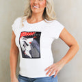"Lady in Red Hat" Rhinestone & Pearl Statement Tee