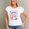"Sparkle Lips & Lipstick" Statement Tee w/ Rhinestone Accents