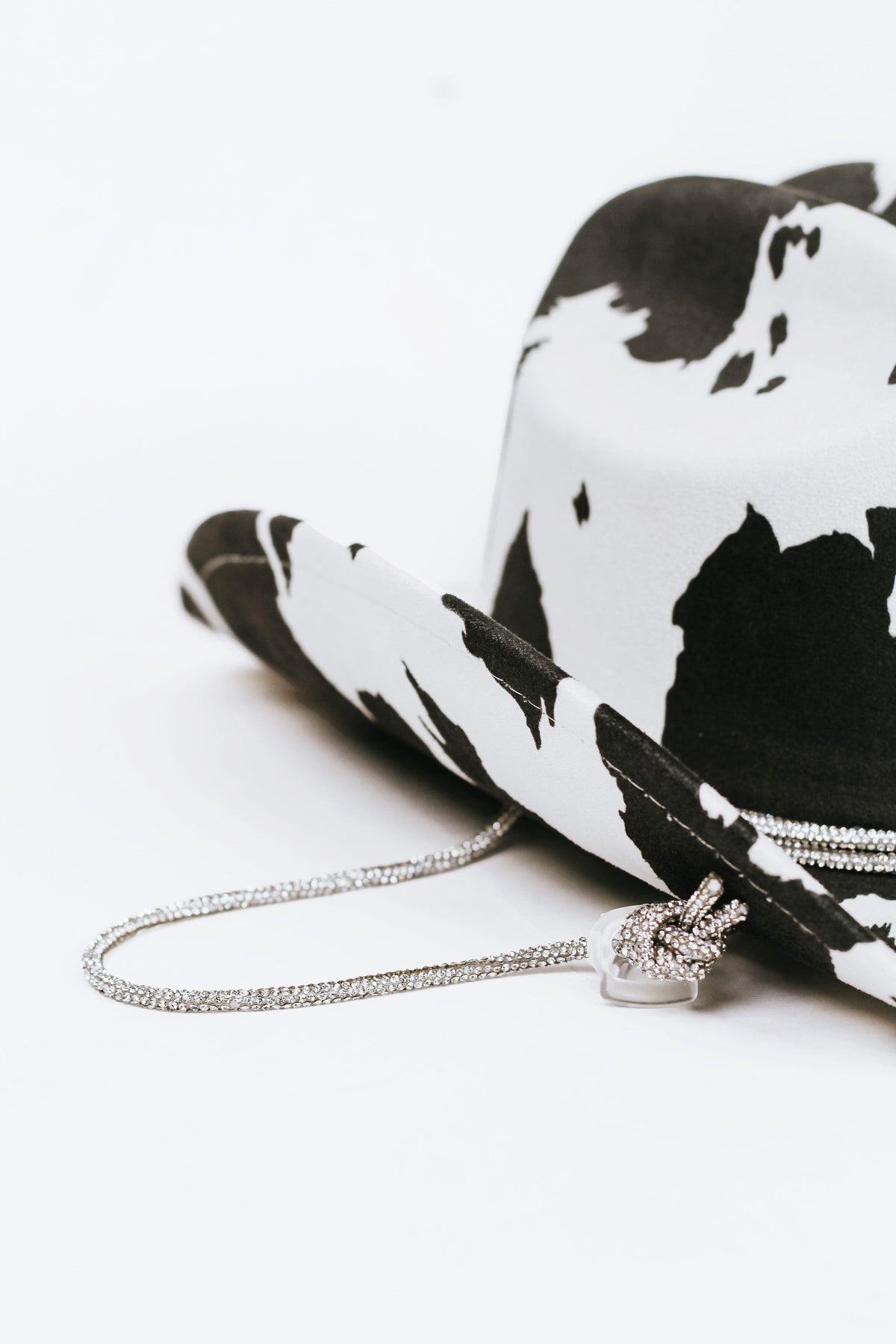 Cow Print Cowboy Hat w/ Rhinestone String