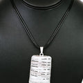Brush & Rhinestone Overlap Raised Rectangle Necklace