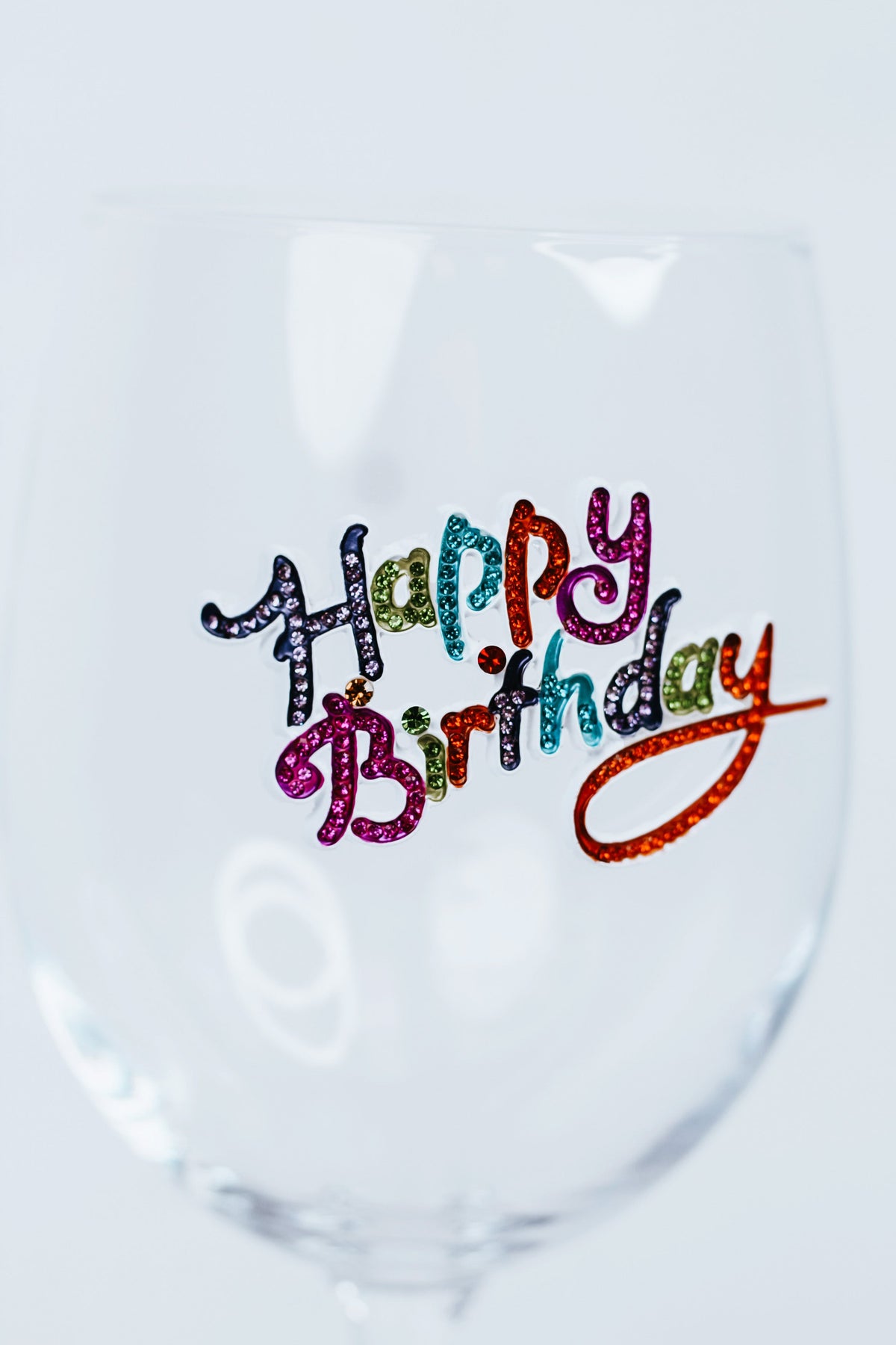 Rhinestone Happy Birthday Wine Glass