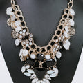 Open Chain Necklace w/ Gemstones, Pearls & Metal Charms