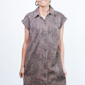 Sleeveless Brown Leopard Print Twill Button Down Shirt Dress(SALE)