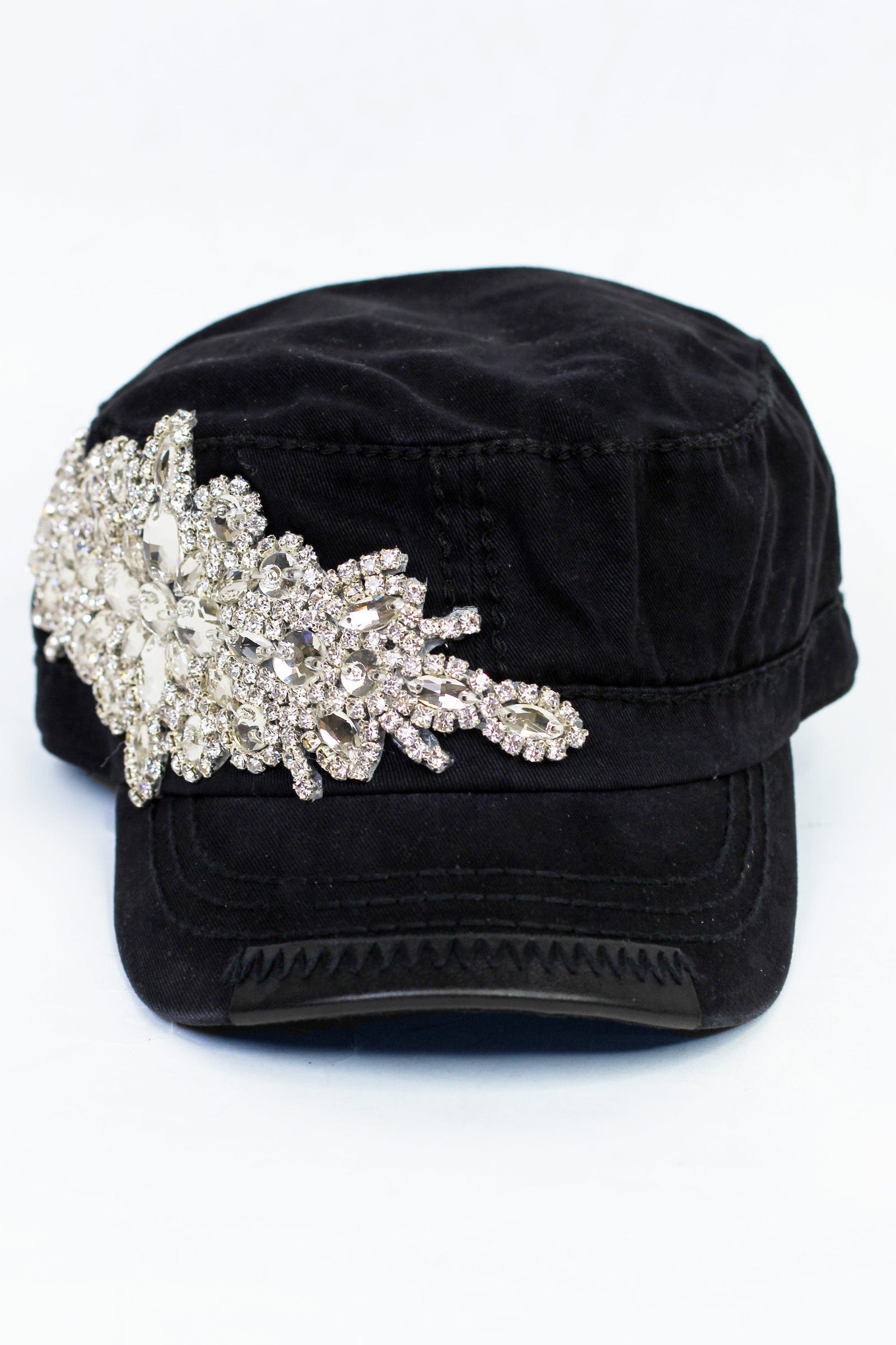 Rhinestone Side Applique Cadet Cap