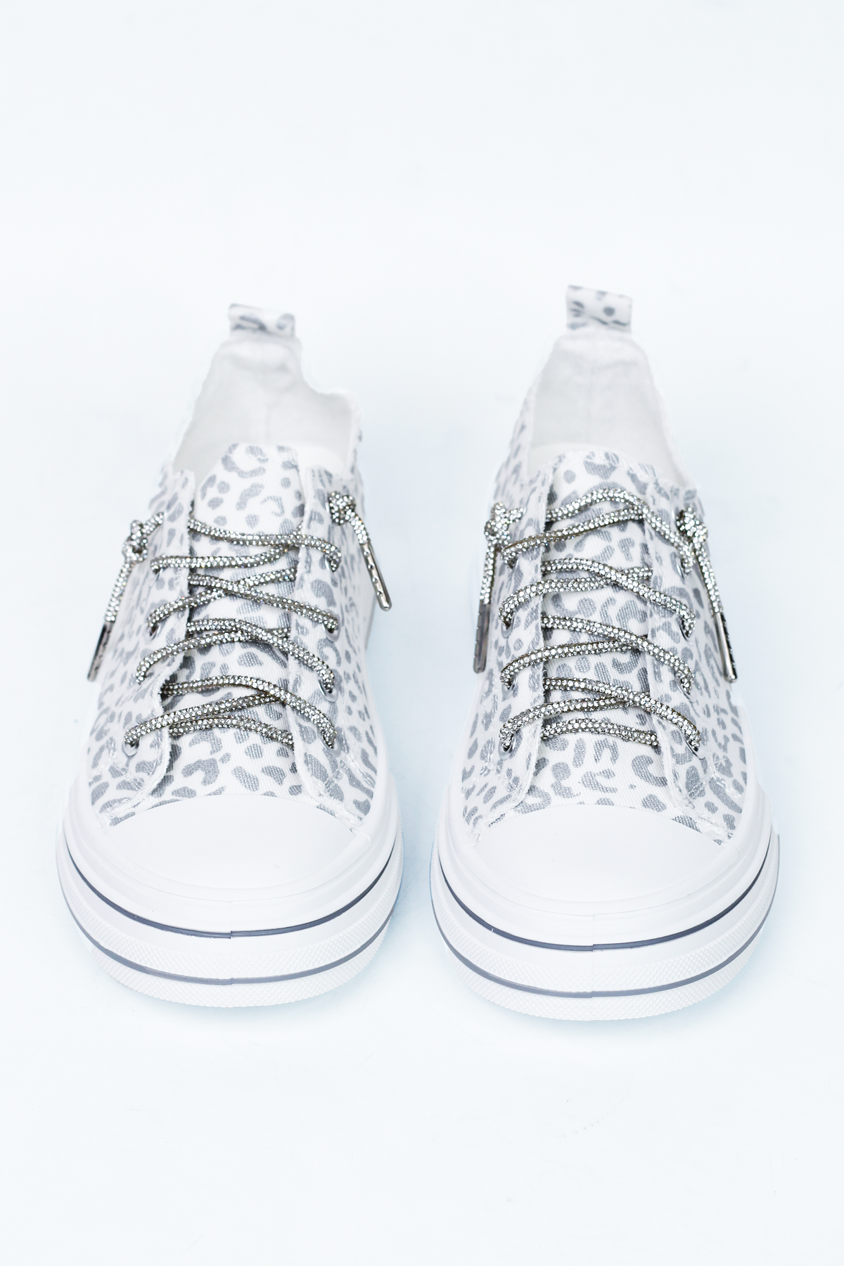 Canvas Sneakers w/ Rhinestone Shoe Laces