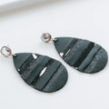 XL Crystal Top Leather Teardrop Earrings