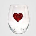 Rhinestone Heart Stemless Wine Glass