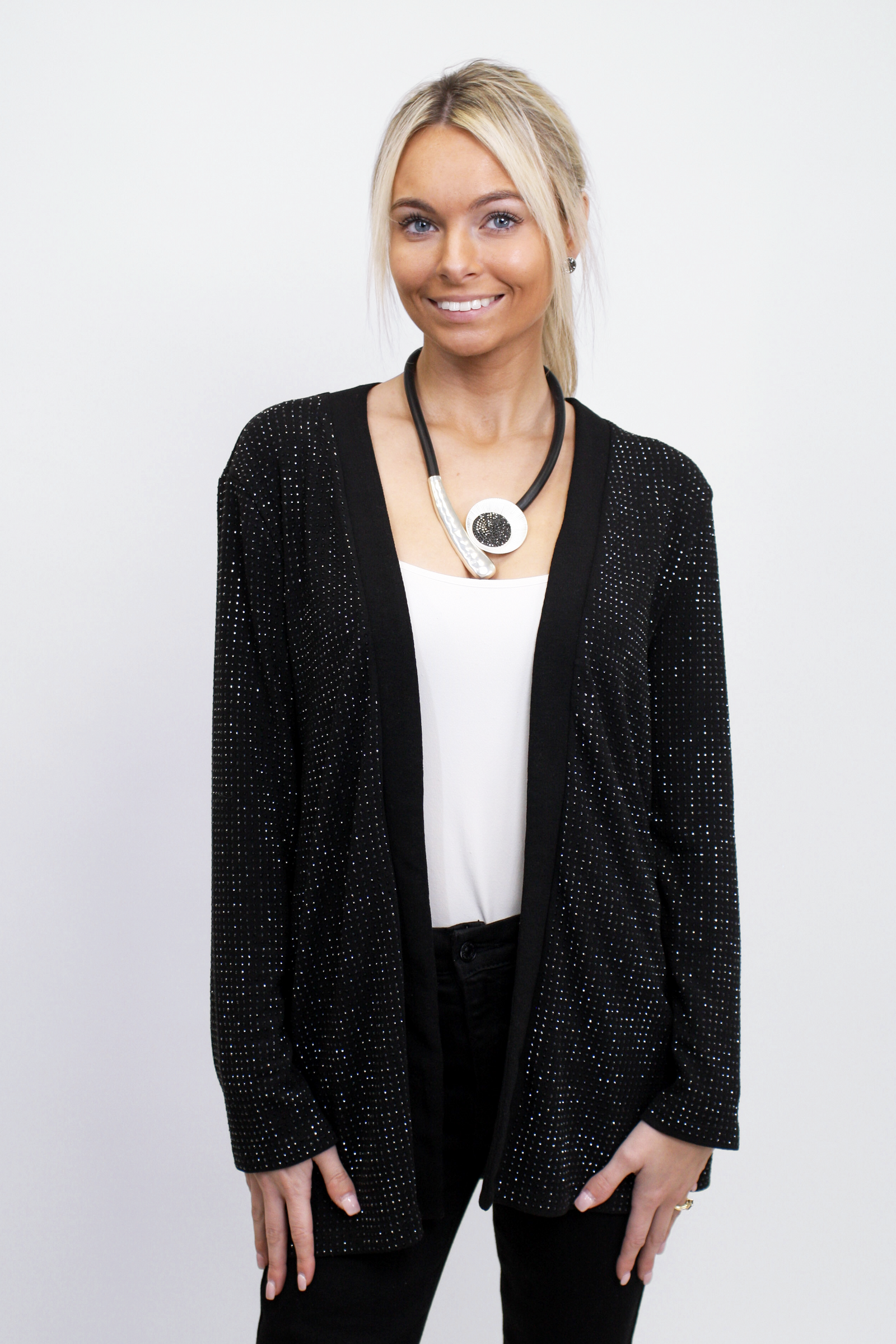 Long Sleeve Rhinestone Knit Cardigan