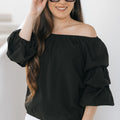 Off The Shoulder Blouse With Cinched Sleeve