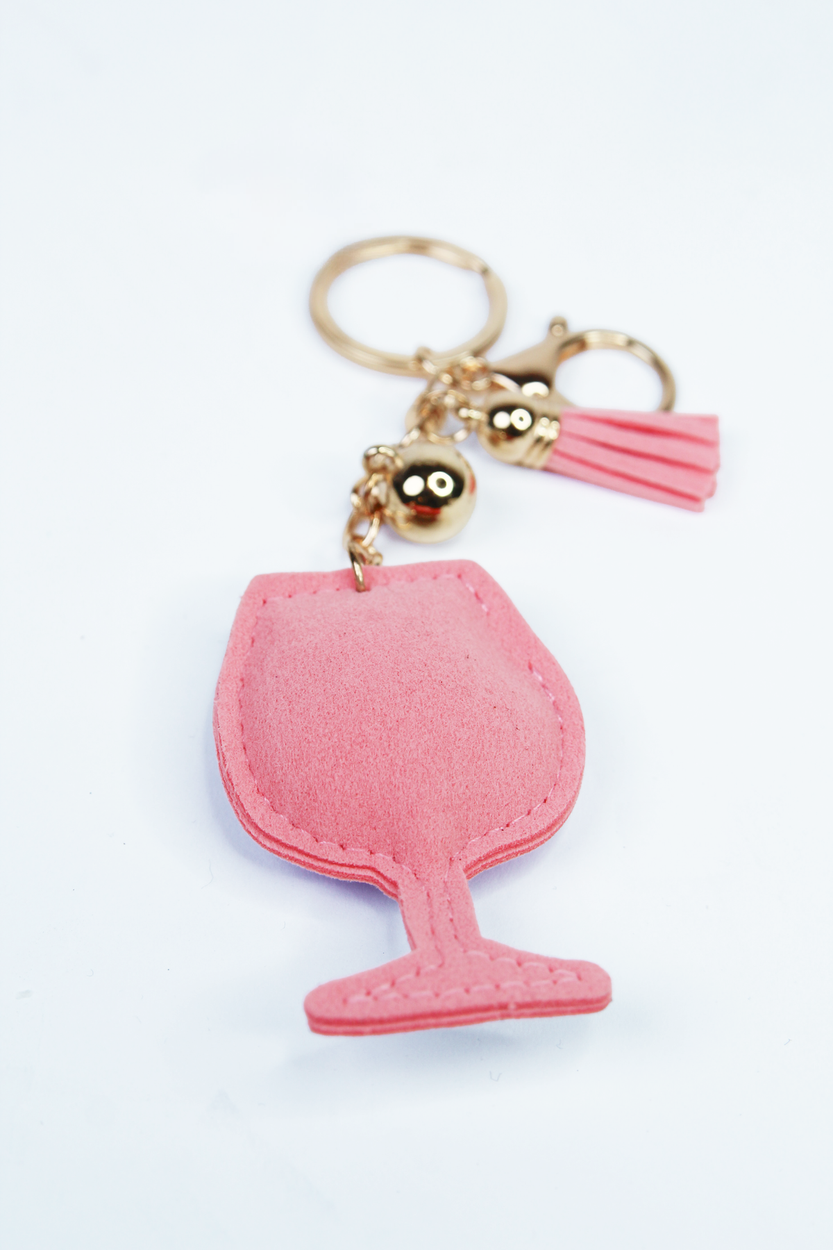Rhinestone Puff Wine Glass Keychain