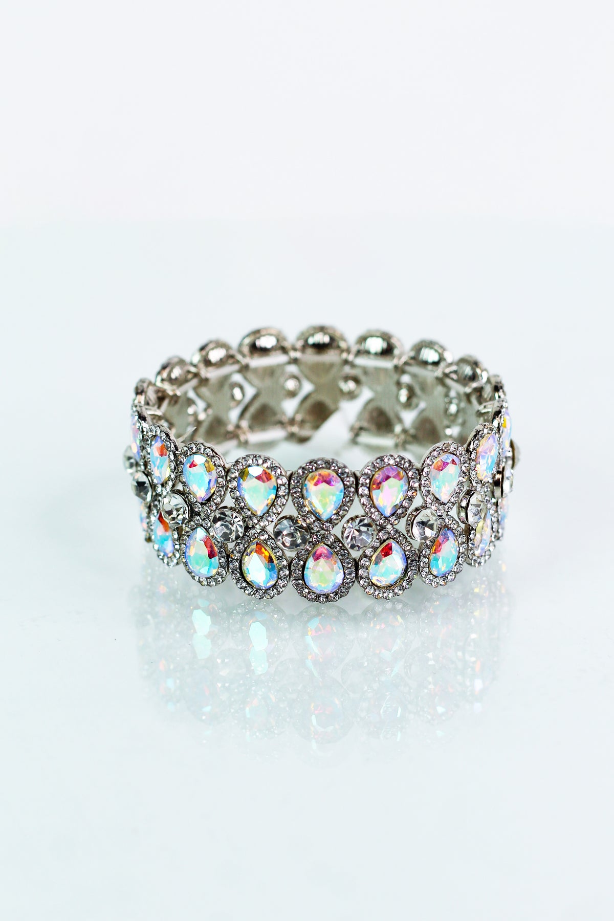 Two Row Teardrop Row Spaced Stone Row Bracelet