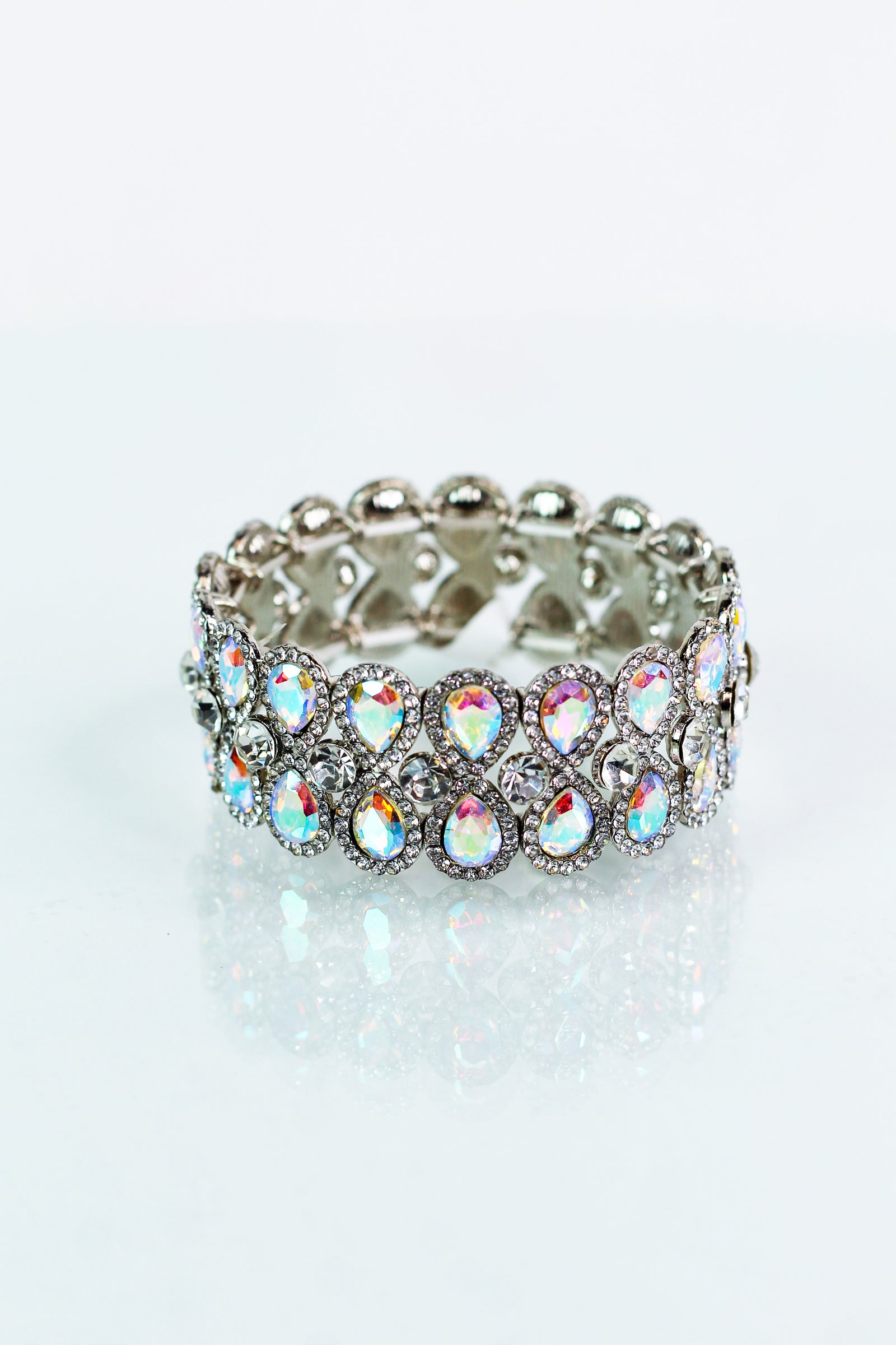 Two Row Teardrop Row Spaced Stone Row Bracelet