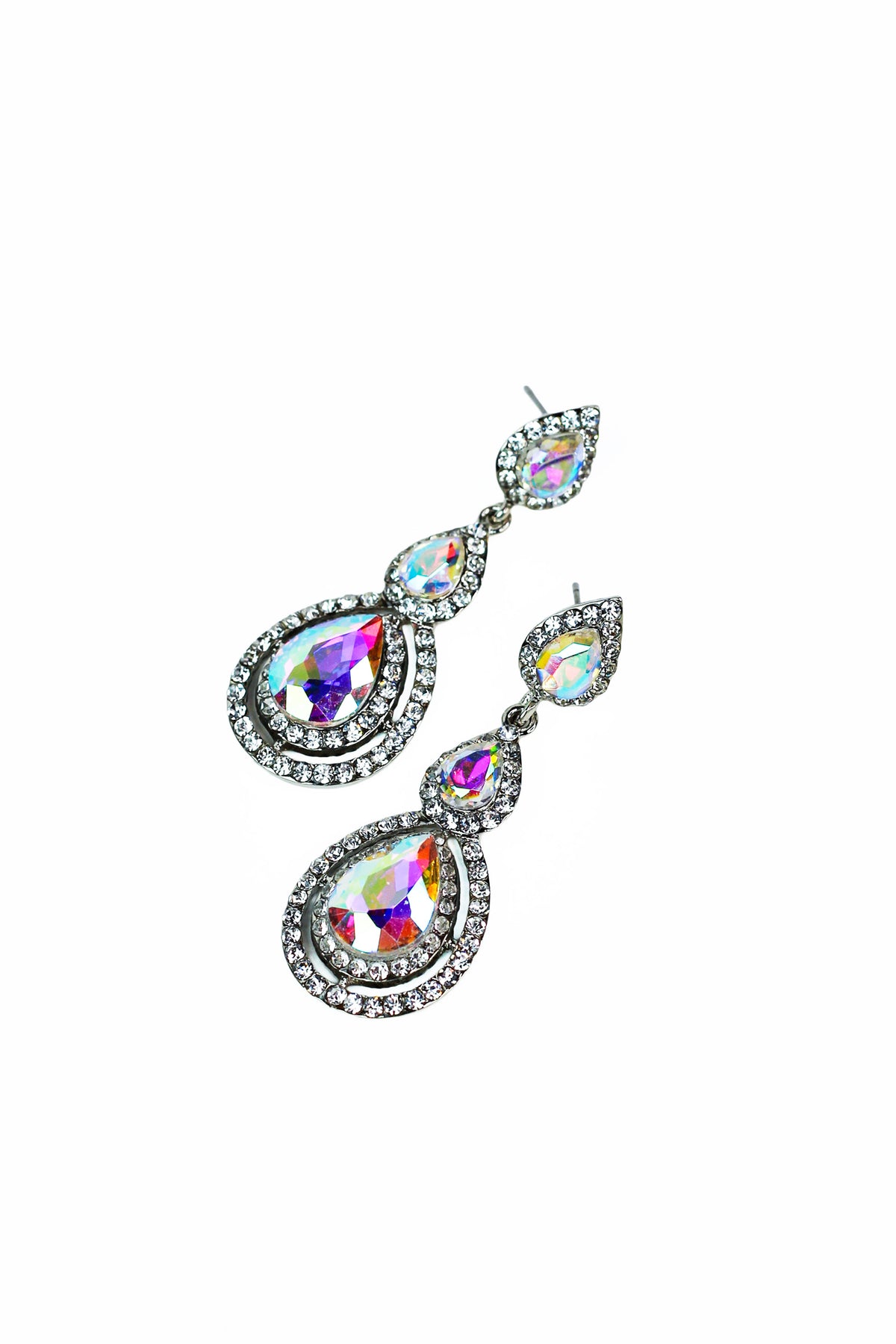 3 Teardrop 2 Rhinestone Trim Bottom Earrings - Glitz &amp; Ears Boutique