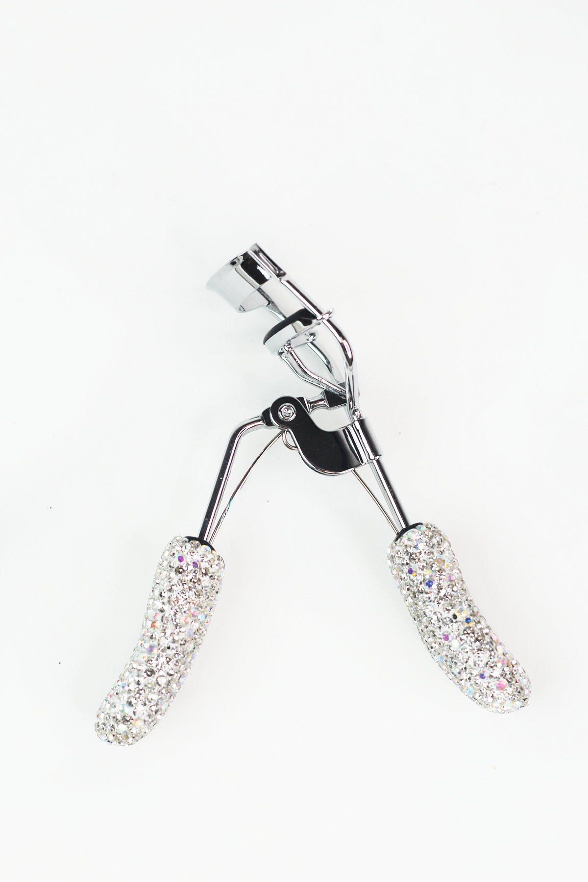 Silver Clamp Rhinestone Handle Eyelash Curler