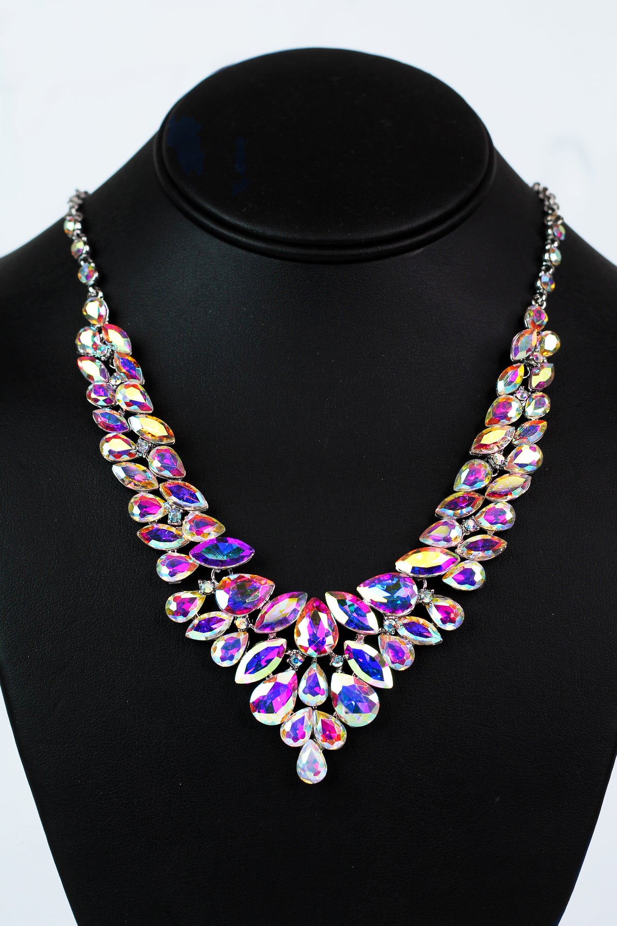 Marquis Rhinestone Statement V Necklace